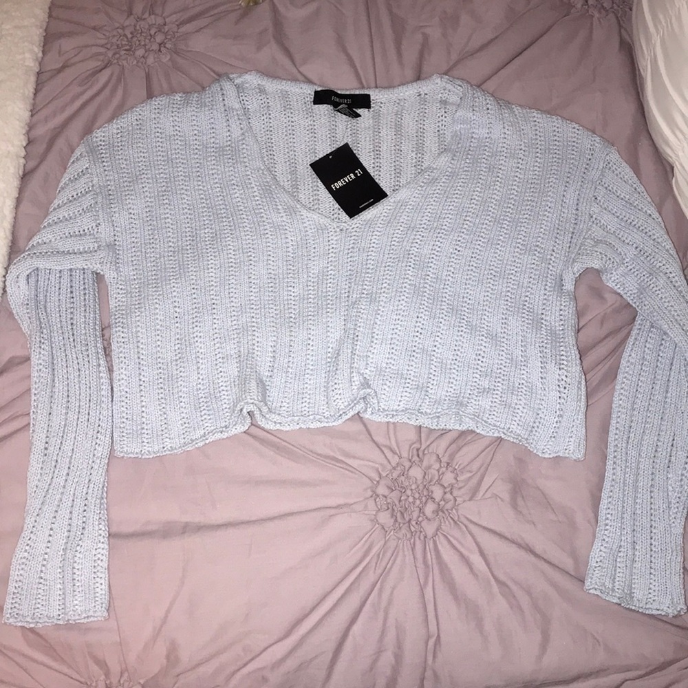 Baby Blue Cropped Sweater